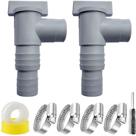 Kit de 8 accessoires d'entretien pour piscine : raccord de tuyau de 32 mm, adaptateur de tuyau, collier de serrage, vanne d'arrêt.