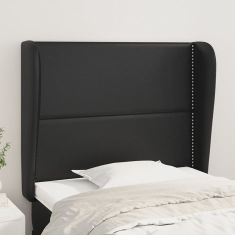 Tête de lit avec oreilles Design industriel - Pour Lit adulte - Noir 93x23x118/128 cm Similicuir Chic-851173 (1/5)