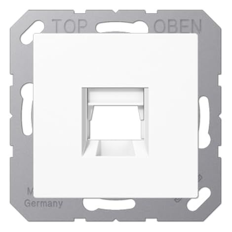 Jung Couvercle (encliqueté) pour prises Modular-Jack, 1gang, EMT, AMP, MTRJ, avec champs d'inscription, thermoplastique, série AS/A, blanc alpin A 1569-15 WE WW