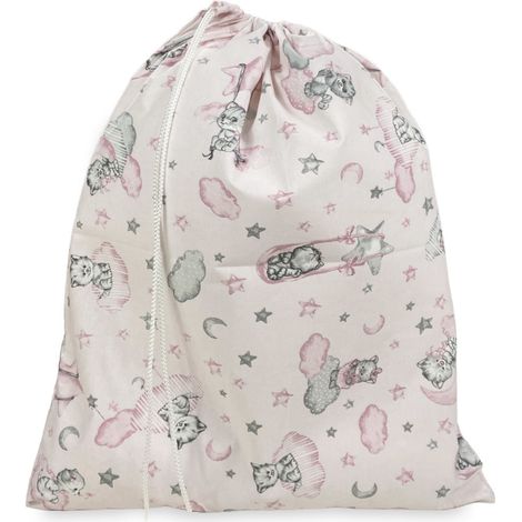 SACCO ASILO Pierino misura GRANDE MAXI cm. 45x60 Disegno Gattino Rosa (1/5)