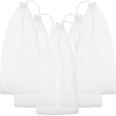 5er-Set Vogelfutterbeutel, Beutel mit Kordelzug für Vogelfutterhäuschen, Beutel für Hängefutterhäuschen – 28,00 x 12,00 x 0,10 cm – Weiß (1/4)