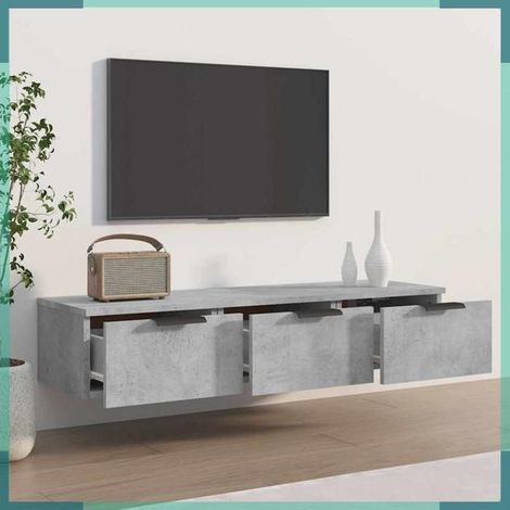 811407 Armoire murale Gris béton 102x30x20 cm Bois d'ingénierie (1/5)