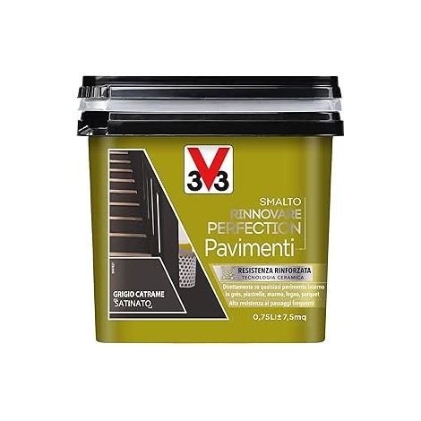 V33 Smalto Rinnovare Perfection Pavimenti Gres Piastrelle Marmo Granito Parquet - Colore: Grigio Catrame Satinato (1/4)