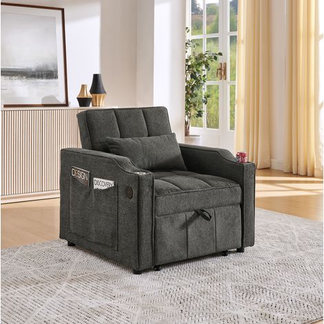 poltrona divano 190cm letto USB reclinabile grigio OKMYHOME (1/5)