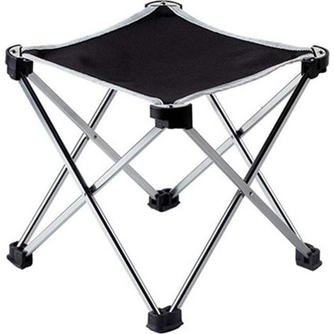 GROOFOO Tabouret pliant portable Chaise de pêche en alliage d'aluminium Siège de camping en plein air,Chaise de pêche portable,Tabouret pliant Argent (1/5)