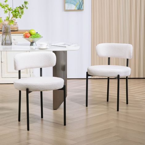 Stuhl Esszimmerstuhl 2er Set gepolstert Cremeweiß OKMYHOME (1/5)
