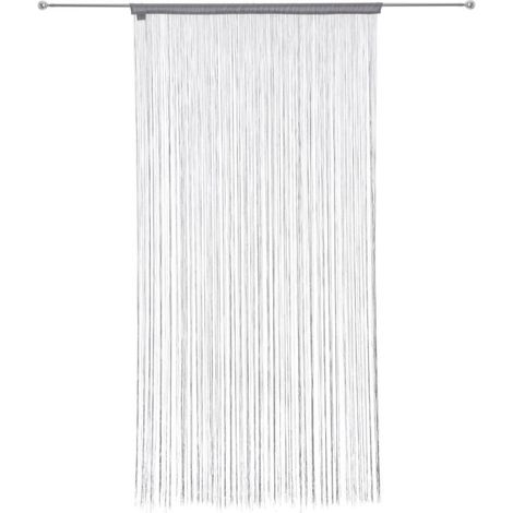 Atmosphera – Rideau fil 90x200cm gris – 100% polyester – Lavable à la main – Prêt-à-poser – Bande pour tringle (1/4)