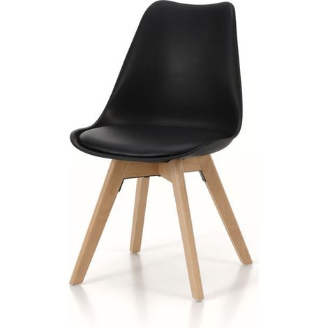 "Set 4 sedie BOBBY nera in legno e similpelle" (1/2)