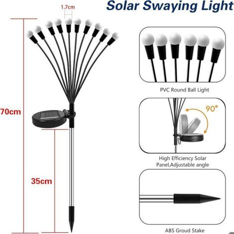 Lampe solaire - Lampes Solaires Lucioles - 10 LED - IP65 étanche - 4 pièces Blanc chaud (1/5)