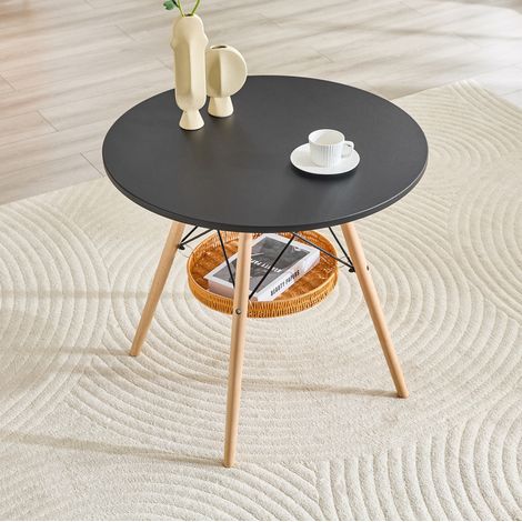 Tavolo pranzo rotondo contenitore MDF e legno 80 cm OKMYHOME (1/5)