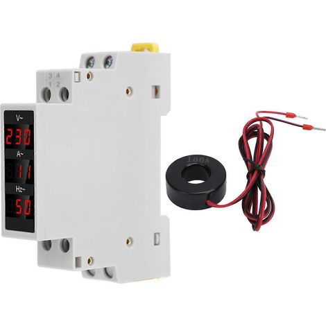 Compteur d'énergie numérique avec affichage, montage sur rail DIN, volts, ampères, hertz, testeur multifonction, CA 80–500 V, 1–100 A