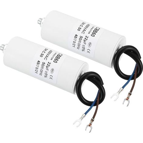 2 Pcs 22uF CBB60 Capacitor with U-Terminal Wires AC 450V White (1/5)
