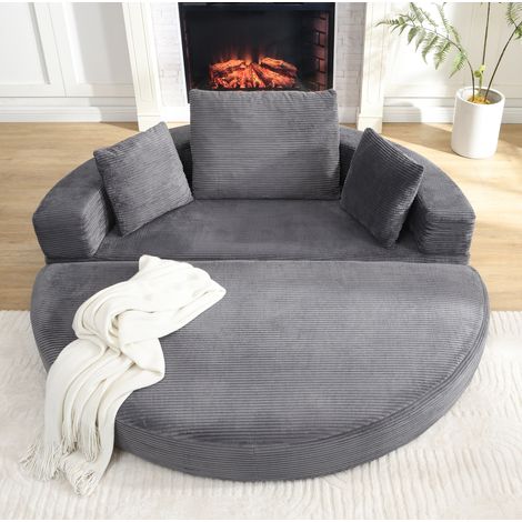 Divano letto pieghevole in schiuma grigio 173x176 cm OKMYHOME (1/5)