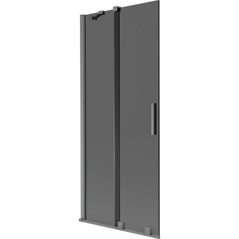 Mexen Velar divisorio doccia 2 ante scorrevoli 80 x 150 cm, grafite, grigio canna di fucile spazzolato - 896-080-000-41-66 (1/2)