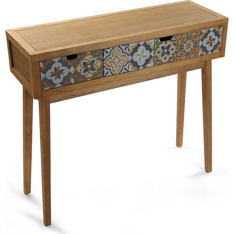Meuble d'Entrée Étroit pour Entrée ou Couloir, Table Console, avec 2 tiroirs, Dimensions (H x l x L) 81,5 x 30 x 90 cm, Bois, Couleur: Gris (1/5)