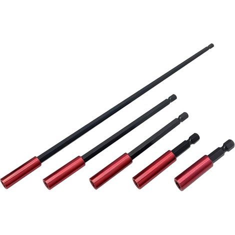 Lot de 5 Porte-embouts Magnétiques, 50/60/100/150/300mm de Long Porte Embout Visseuse a Choc, Rallonge Visseuse Tige hexagonale 6,35 mm (1/4)