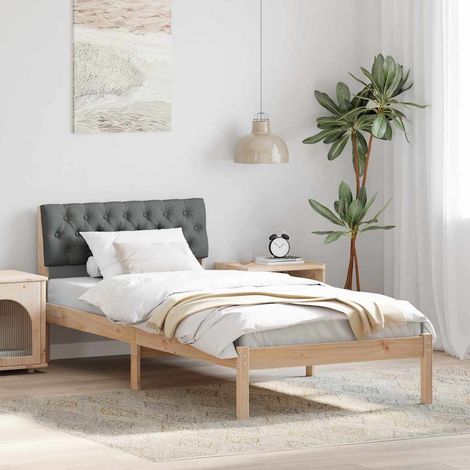Bed frame Brown and dark grey 90 x 200 cm Solid pine wood vidaXL (1/5)