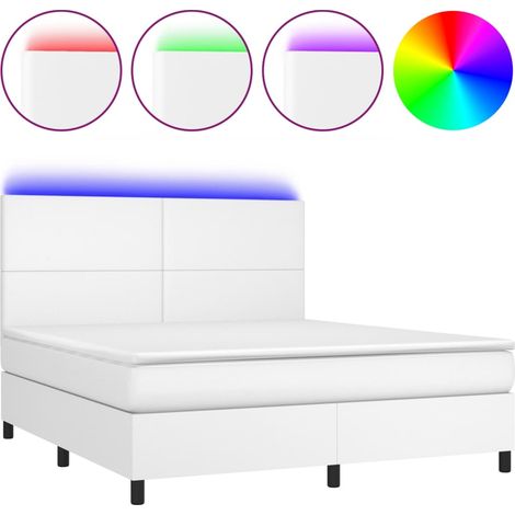 Maison Exclusive - Sommier à lattes de lit avec matelas et LED Blanc 160x200 cm (1/5)