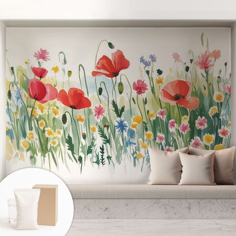 Fototapete Tapete Vliestapete mit Kleber - trendige Wanddeko - Schlafzimmer - Wohnzimmer Sommerwiese 208x146 cm (1/5)