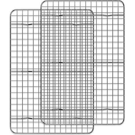 Back- und Kühlgitter (2er-Set), 15 x 10 Zoll, Edelstahl, kompatibel mit Biskuitkuchenformen, ofenfest zum Backen, Grillen und für andere Zwecke.