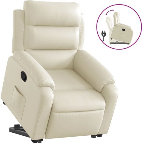 Maison Exclusive - Sillón reclinable elevable cuero artificial color crema (1/5)