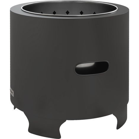 Brasero extérieur sans fumée, foyer à bois rond portable en métal noir avec tisonnier, Ø 45 cm (1/5)