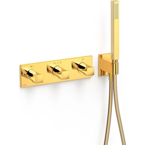 Robinet thermostatique encastré à 3 voies B-system Or 24K - TRES 30725301OR