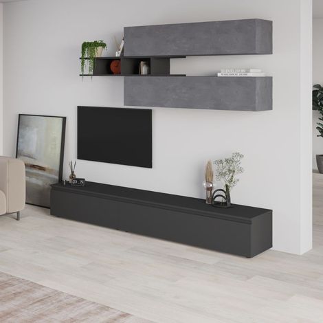 Parete attrezzata colore cemento e antracite 250x206H cm - Cant (1/5)