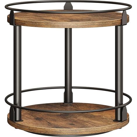 Étagère à Épices, Organisateur Pivotant, Plateau Rond à 2 Niveaux, Plateau à Épices Rotatif, pour comptoir de Cuisine, Table à Manger, Coiffeuse, Bureau, Marron Rustique et Noir (1/5)
