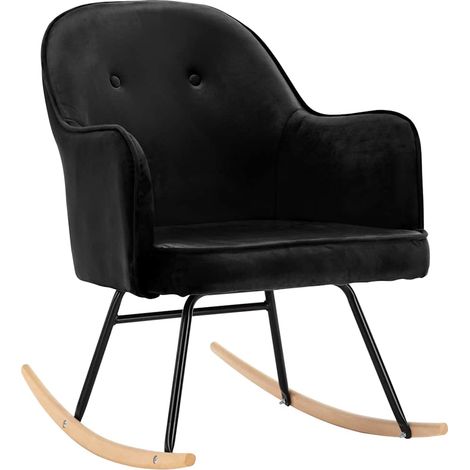Maison Exclusive - Schaukelstuhl Schwarz Samt (1/5)