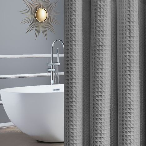 Rideau de douche, Ecran de douche, Paroi de douche, Antibactérien lavable, 180 x 180cm, Poinçonnage interdit (1/5)