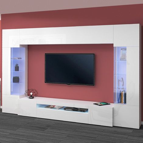 Sala de estar blanca sistema de pared soporte de TV 2 armarios de pared Sultan WH (1/5)