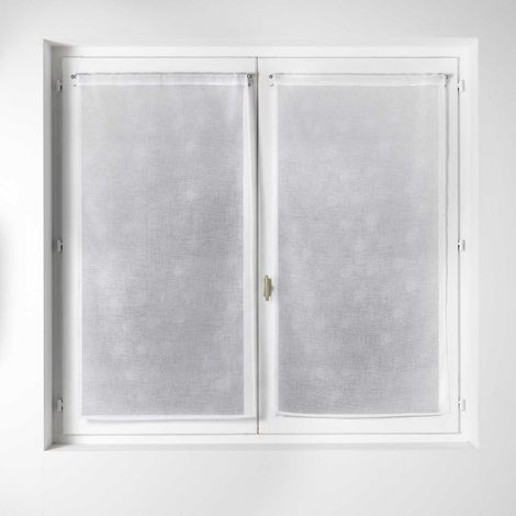 Paire de Voilage en Etamine à Imprimés Argentés Blanc 60x160 cm