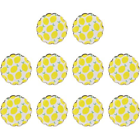 10Pcs Birthday Plates Practical Convenient Cute Lemon Pattern Disposable Tableware for Party (1/5)