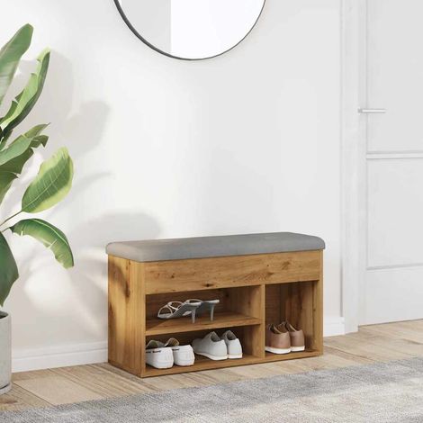 Banco zapatero madera de ingeniería roble artisan 82x32x45,5 cm vidaXL (1/5)