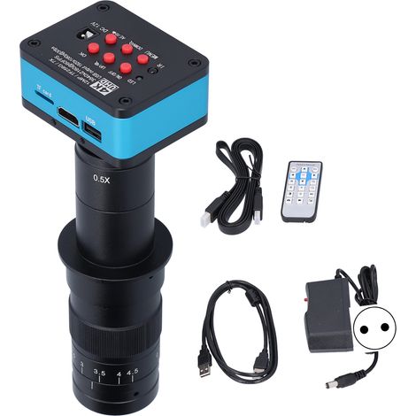 Microscope numérique 4K 2K 12MP USB avec objectif C-Mount 180X, anneau lumineux 144LED, alimentation AC100-240V, caméra HD pour inspection et soudure (1/5)