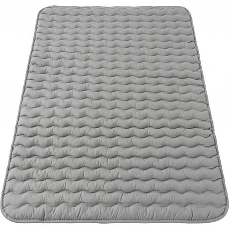 Anti-pressure Mattress Topper, Cushion Pad, Targeted Comfort, Long-Lasting, with Textured Tube Layer, Breathable and Cooling Cover, Silicone Bottom, 90 x 150 cm, Light Gray, Wavy (1/5)
