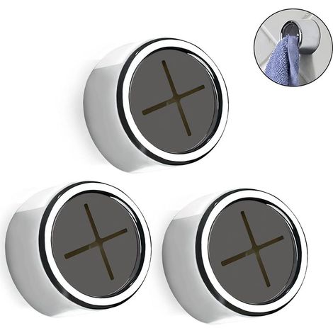 Lot de 1 crochet adhésif rond pour torchons de cuisine, finition chromée de qualité supérieure, installation facile, idéal pour la salle de bain, la douche ou les porte-serviettes extérieurs.