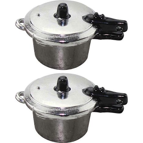 Lot de 2 mini autocuiseurs en alliage, accessoires pour la maison-3.2X1.9X1.8CM-Silver Black