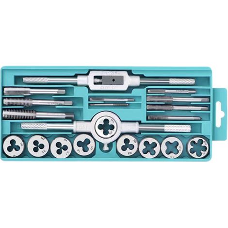 AHLSEN Tarauds et Filières, 20 Pcs M3-M12 Outils de Filetage, Coffret Tarauds et filières, Outil Pour Tarauder Métrique, Filetage Extracteurs de Vis en Acier, Clé Vis outils avec Étui de Rangement (1/3)