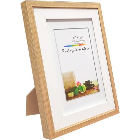 Marco de Foto Decoración Madera con Soporte de Pie y Doble Capa Fino Para Mesa o Pared 10x15 13x18 15x20 18x24 20x25 20x30 24x30 30x40 40x50 cm (1/5)