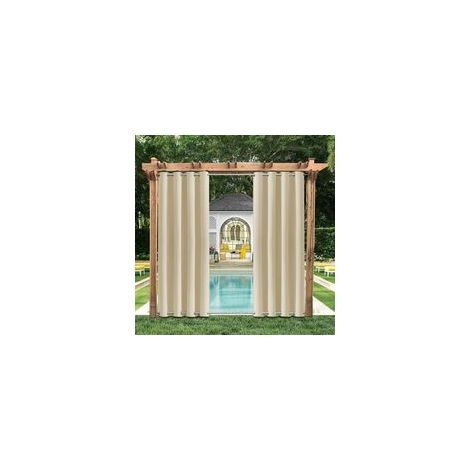5296in Beige,Rideaux d'extérieur imperméable Anneaux Bas et Haut Opaque Protection Anti-UV avec œillets Protection Solaire Rideaux d'extérieur pour Jardin Cour Balcon