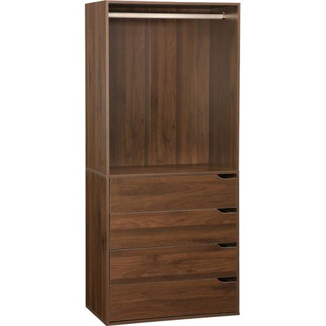 sweeek - Kleiderschrankmodul Holzdekor 4 Schubladen 1 Kleiderschrank (1/5)