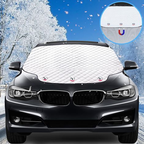 Couverture Pare-Brise Avant Voiture, Magnétiques Bâche Pare Brise, Pare-Soleil Anti Givre Neige Anti Glace UV Soleil Protection Repliable Universelle pour Voiture SUV(183×116cm) (1/5)