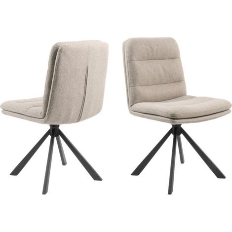 Chaises pivotantes en tissu beige et métal noir (lot de 2) - JAMES (1/5)