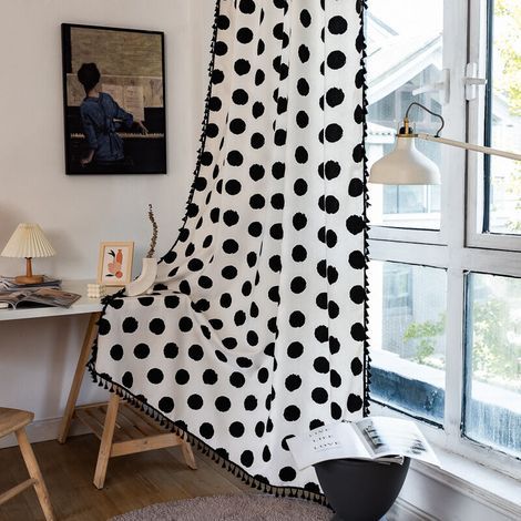 Rideaux semi-occultants à rayures géométriques en lin et coton pour salon - 52 W x 84 L (1/5)