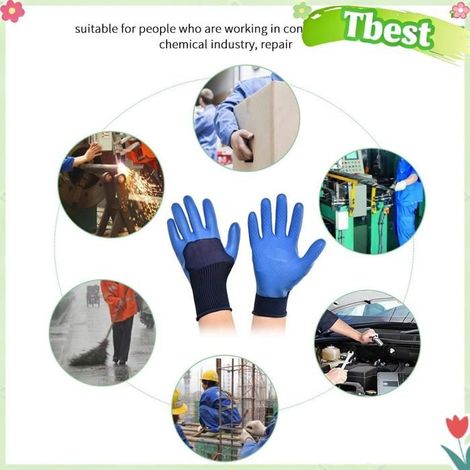 Tbest Gants de travail en Latex Gants de travail antidérapants en Latex, du travail, résistants à l'usure, gants de sport kit (1/5)