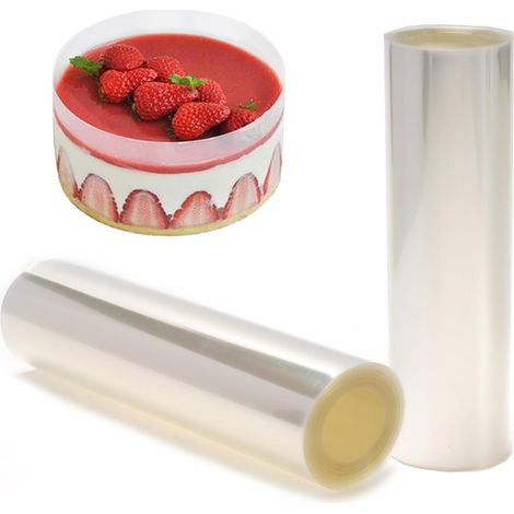 Lot de 2 bandes acétate, transparent, 15cm x 10m, épaisseur 100 microns, pour décoration gâteau, pâtisserie