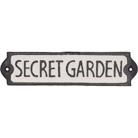 Plaque de porte "secret garden" en fonte - Noir - L 21,2 x H 5,1 cm - Livraison gratuite
