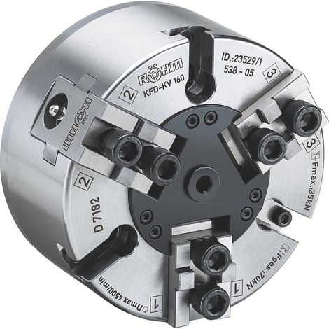 Röhm Kraftspannfutter KFD 85, 3-Backen, mit Kreuzversatz, Zylindrische Zentrieraufnahme - 123110 (1/5)